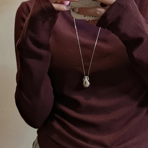 Collier minimaliste en argent sterling S925 avec pendentif goutte d'eau en selfie miroir