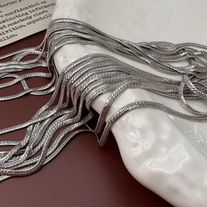S925 Sterling Silver Flat Snake Chain Necklace For Women Shiny Retro Herringbone Clavicle Chain Minimalist Fashion Jewelry Gift