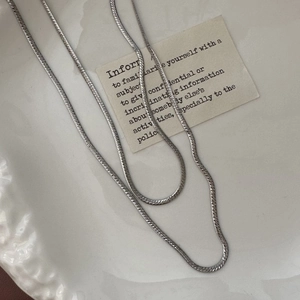 Minimalist S925 sterling silver flat snake chain necklace with vintage metallic shine