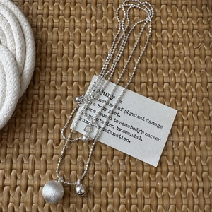 Minimalist S925 sterling silver frosted ball necklace with adjustable bead chain