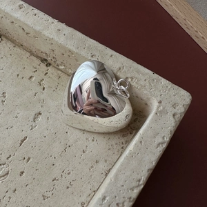 Minimalistische 925 Sterlingsilber Hohl Große Herz Anhänger Halskette Für Damen Retro Spiegel Poliert Mode Schmuck