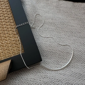 Collier minimaliste en argent sterling S925 avec pendentif tube creux et lisse
