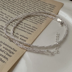 Italian Style 925 Sterling Silver Woven Lace Necklace Shimmering Minimalist Clavicle Chain For Women Elegant Party Jewelry