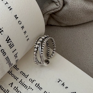 Bague classique multicouche en argent sterling S925 au design vintage de style bohème