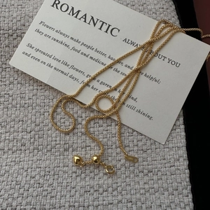 Golden S925 sterling silver popcorn chain necklace with heart charm and slider clasp