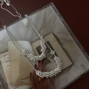 Collier en Argent Sterling 925 Zirconia pour Femme Vintage Chaîne de Clavicule Grappe Florale Géométrique Irrégulière Bijoux de Mode Cadeau