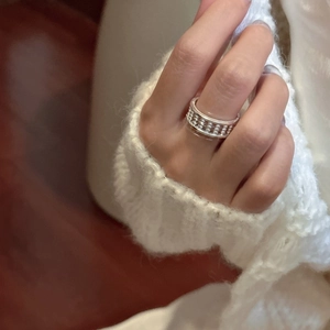 Anello abaco in argento sterling S925 stile cinese con perline mobili su legno