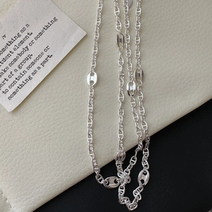 Élégant collier maille grain de café en argent S925 avec finition polie brillante