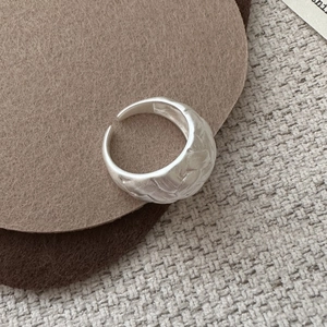 Minimalist S925 sterling silver woven ring with matte finish and wide open band design
