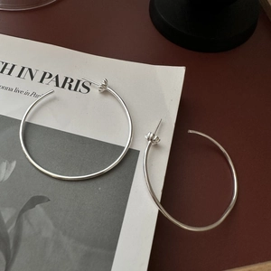 Boucles d'Oreilles Créoles Minimalistes en Argent Sterling 925 pour Femmes Style Y2K Grand Cercle Bijoux Cadeau
