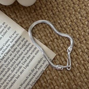 Bracelet Chaîne Serpent Plate en Argent Sterling 925 pour Femmes Minimaliste Rétro Design de Niche Bijoux Poinçonnés S925