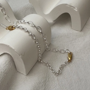 Minimalist 925 Sterling Silver Mixed Chain Necklace For Women Gold Silver Two Tone Clavicle Chain Jewelry Elegant Gift