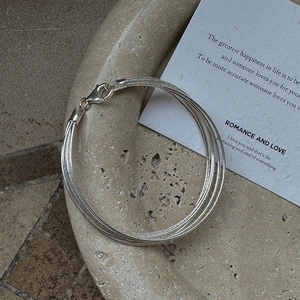 Italian Style 925 Sterling Silver Multi Layer Shimmering Snake Chain Bracelet For Women Minimalist Layered Fashion Jewelry