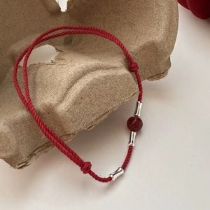 925 Sterling Silver Bamboo Joint Red Agate Bracelet New Chinese Style Woven Red String Bracelet Adjustable Jewelry For Women