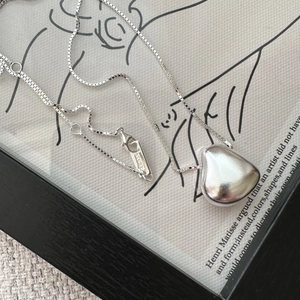 925 Sterling Silver Minimalist Matte Bean Heart Pendant Necklace For Women Electroplated Box Chain Daily Jewelry Gift