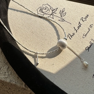 Collier minimaliste en argent sterling 925 avec perle dépolie et pendentif perle