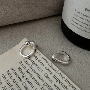 Minimalist S925 sterling silver oval stud earrings with elegant matte finish