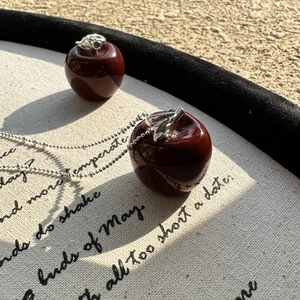 S925 Sterling Silver Red Apple Pendant Only No Chain Enamel Fruit Charm For Women Fashion Jewelry DIY Accessory Gift