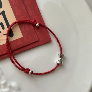 S925 Sterlingsilber Bogen Rotseil Armband Für Damen Koreanische Minimalistische Handgewebte Verstellbare Schmuck Glückliche Rote Schnur Geschenk