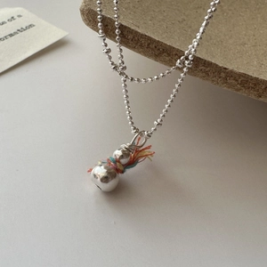 S925 Sterling Silver Snowman Pendant Necklace With Colorful Scarf Decoration Minimalist Korean Fashion Jewelry For Women