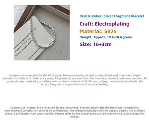 Macro detail of S925 sterling silver irregular nugget bracelet with polished finish
