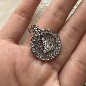 Minimalist S925 sterling silver round pendant featuring a unique phallic crystal design