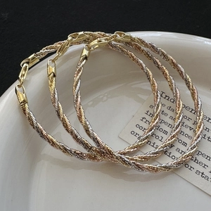 925 Sterling Silver Tri-color Woven Bracelet For Women Italian Design Minimalist Light Luxury Twisted Sparkle Chain Jewelry