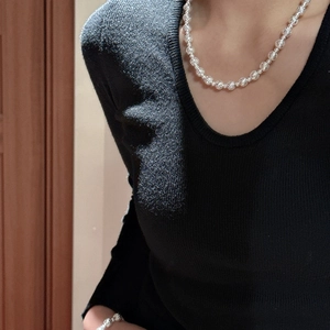 Collana girocollo minimalista in argento sterling 925 con perline da donna