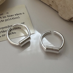 S925 Sterling Silver Open Ring For Women Minimalist Industrial Style Spiral Coil Wrap Adjustable Finger Ring Jewelry Gift