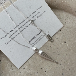 925 Sterling Silver Matte Water Drop Pendant Necklace Retro INS Design Cone Sweater Chain Minimalist Jewelry For Women