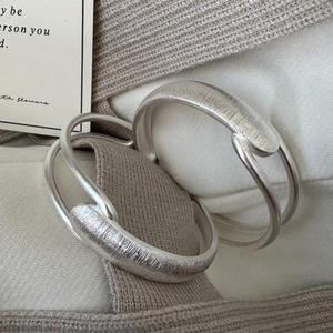 925 Sterling Silver Brushed Texture Bangle For Women Korean Minimalist Irregular Open Cuff Bracelet Personalized Jewelry Gift