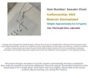 S925 sterling silver Chopin chain necklace with adjustable zircon pendant details