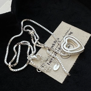 Collier en argent sterling S925 avec pendentif cœur et chaîne réglable gravée Cherish