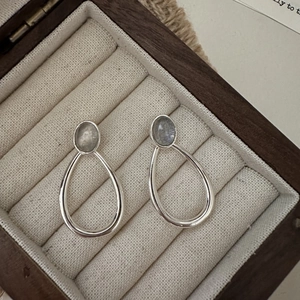 S925 sterling silver drop earrings with moonstone in a pear-shaped dangle design