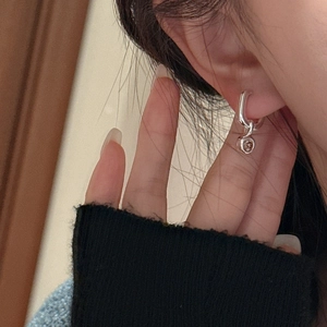 Minimalist S925 sterling silver huggie earrings with round cubic zirconia charms