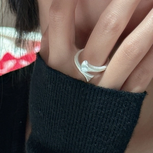 925 Sterling Silver Open Ring For Women Korean Style Simple Matte Irregular Twisted Adjustable Finger Jewelry Fashion Accessory