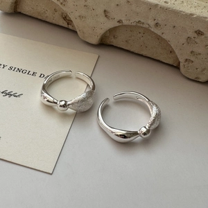 Minimalist S925 sterling silver open rings with brushed texture and polished finish