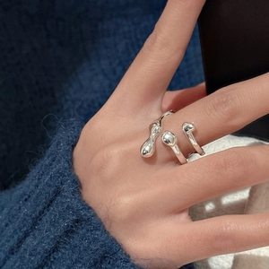 Minimalist S925 sterling silver liquid lava open ring with polished metal finish