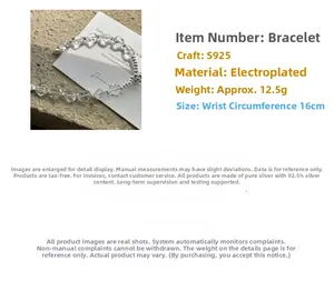 Détail du bracelet en argent S925 avec perles de cristal et une chaîne d'extension