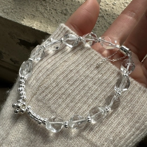 Bracelet en Argent Sterling 925 avec Perles en Cristal Artificiel pour Femmes Design de Niche Pendentif Fleur Réglable Style Ins