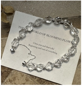 Detailed macro view of S925 silver vintage geometric faceted crystal beaded bracelet
