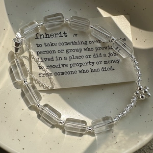 Retro 925 Sterling Silver Bracelet For Women Square White Crystal Beads Flower Charm Adjustable Korean Style Individual Jewelry