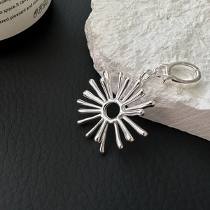 925 Sterling Silver Irregular Flower Pendant For Women Minimalist Sunburst Shaped Geometric Korean Fashion Jewelry Accessories