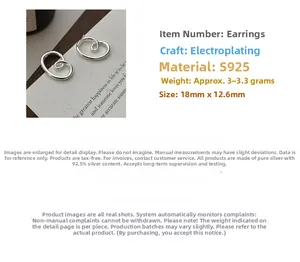 Macro shot of S925 sterling silver twisted earrings showing 18mm by 12.6mm dimensions