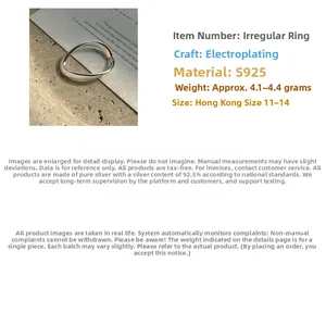 Makroansicht des S925 Sterlingsilber U-Rings mit Gewichts- und Größenangaben