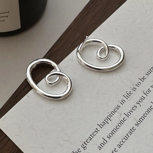 925 Sterling Silver Abstract Twisted Hoop Stud Earrings Minimalist Vintage Pretzel Design Korean Style Jewelry For Women