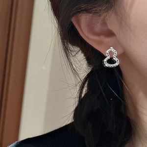 S925 sterling silver gourd stud earrings with geometric faceted design for women