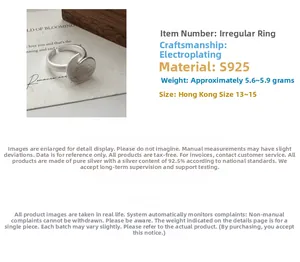 Close-up of S925 sterling silver irregular ring with brushed matte texture finish