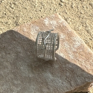 925 Sterling Silver Ring For Women Vintage 3D Mesh Hollow Out Vine Design Electroplated Geometric Finger Ring Jewelry Gift