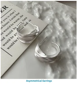 Detailed macro view of S925 sterling silver earrings with irregular matte texture